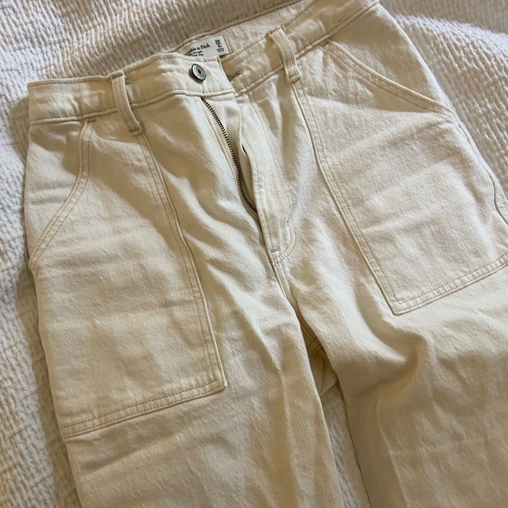 Abercrombie & Fitch White Cargo Jeans